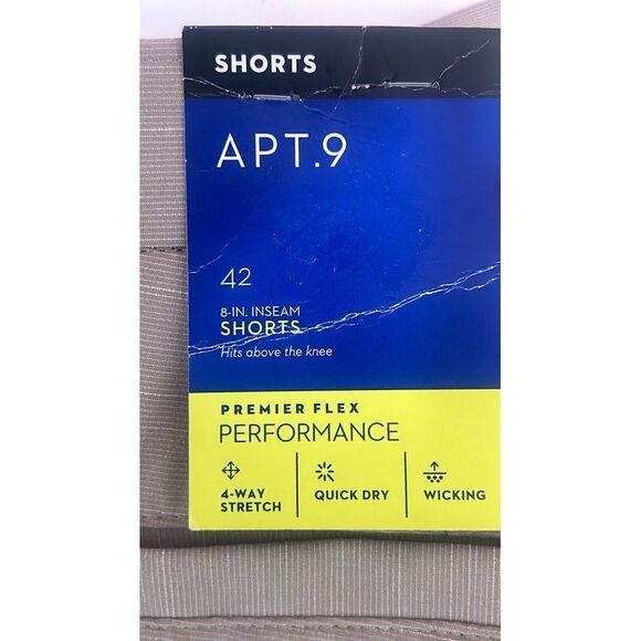 Men's Apt. 9 Premier Flex Performance Shorts, 8" Inseam, Size 42, Beige  NWT - Picture 11 of 13